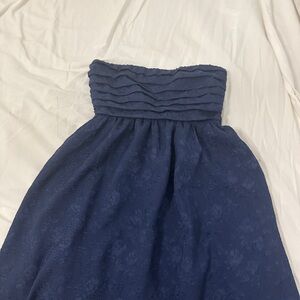 Altar'd State Navy Strapless Ruffle Bodice Mini Dress